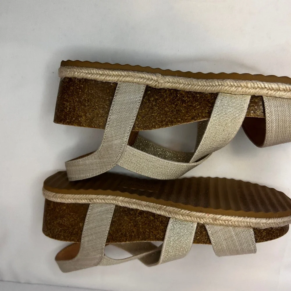 LifeStride Women's Breeze Almond Milk Linen‎ Espadrille Wedge Sandals Size 8M